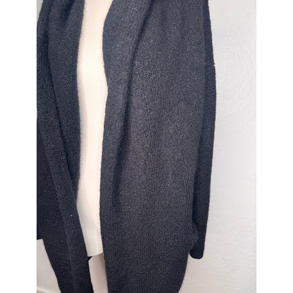 Peruvian Connection Womens Wool Black Thick Long Open Hooded Cardigan Pocket M/L - Picture 4 of 9